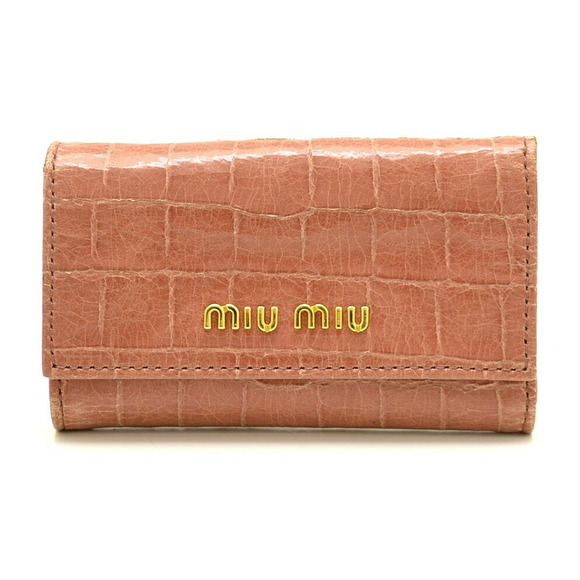 Miu Miu 6-Row Key Case Embossed Leather Pink - Picture 1 of 9